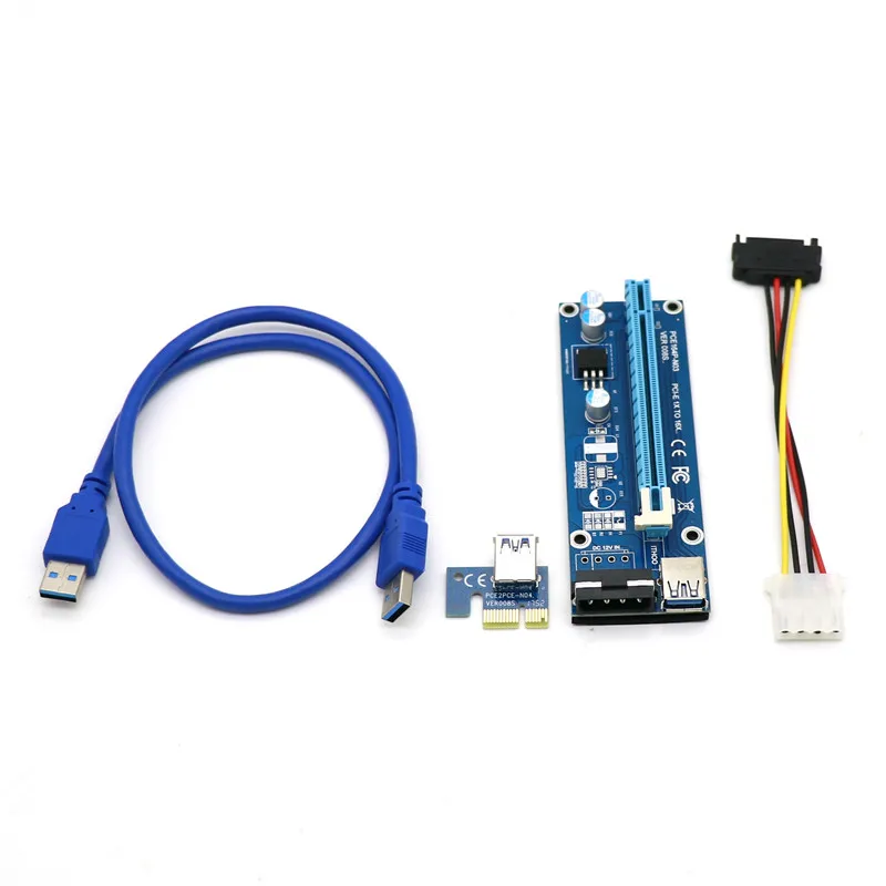 

PCI Express 1X 16X VER 006C 008C 008S Riser For Video Card Extender USB 3.0 Molex to Sata Power Cable