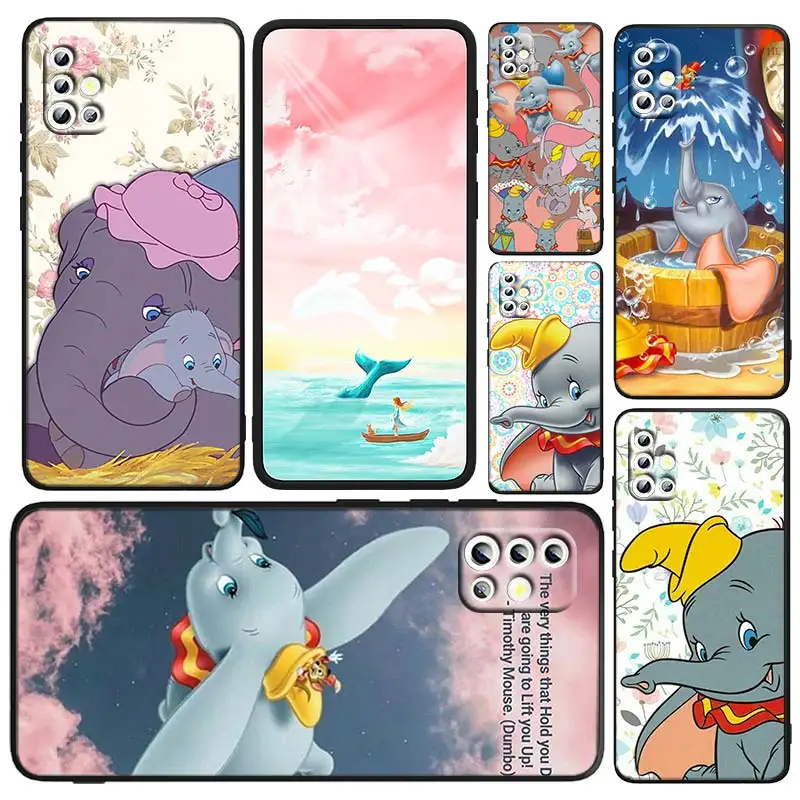 

Disney Dumbo Cartoon Phone Case For Samsung A73 A72 A71 A53 A52 A51 A42 A33 A32 A23 A22 A21S A13 A04 A03 5G Black FUnda