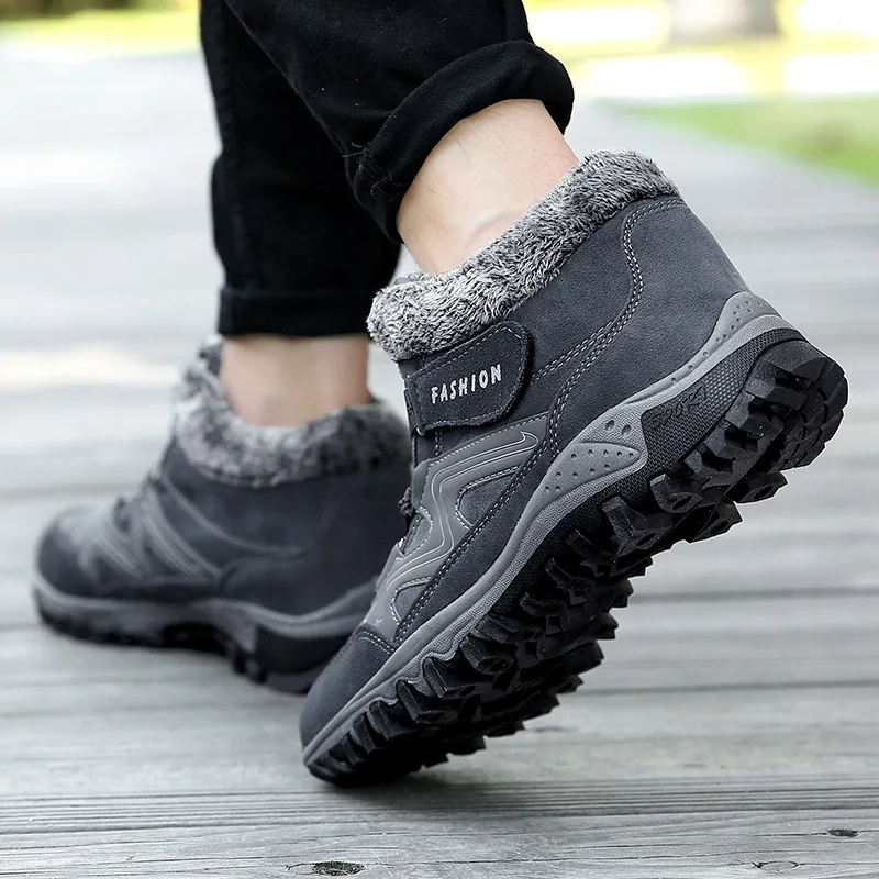 Winter Walking Shoes Men Women Sneakers Hoop Loop Cozy Shoes Anti-slip Warm Couple Footwear Size 35-45