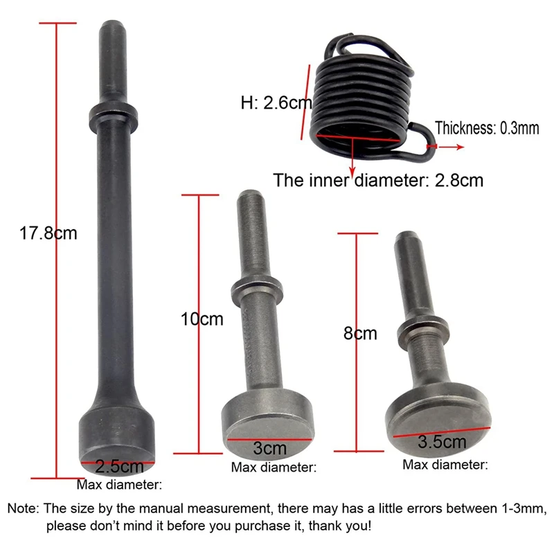 

3Pcs Set Of Smoothing Pneumatic Air Hammer Bits Long Bit Tool &1 X Spring Tire Repair