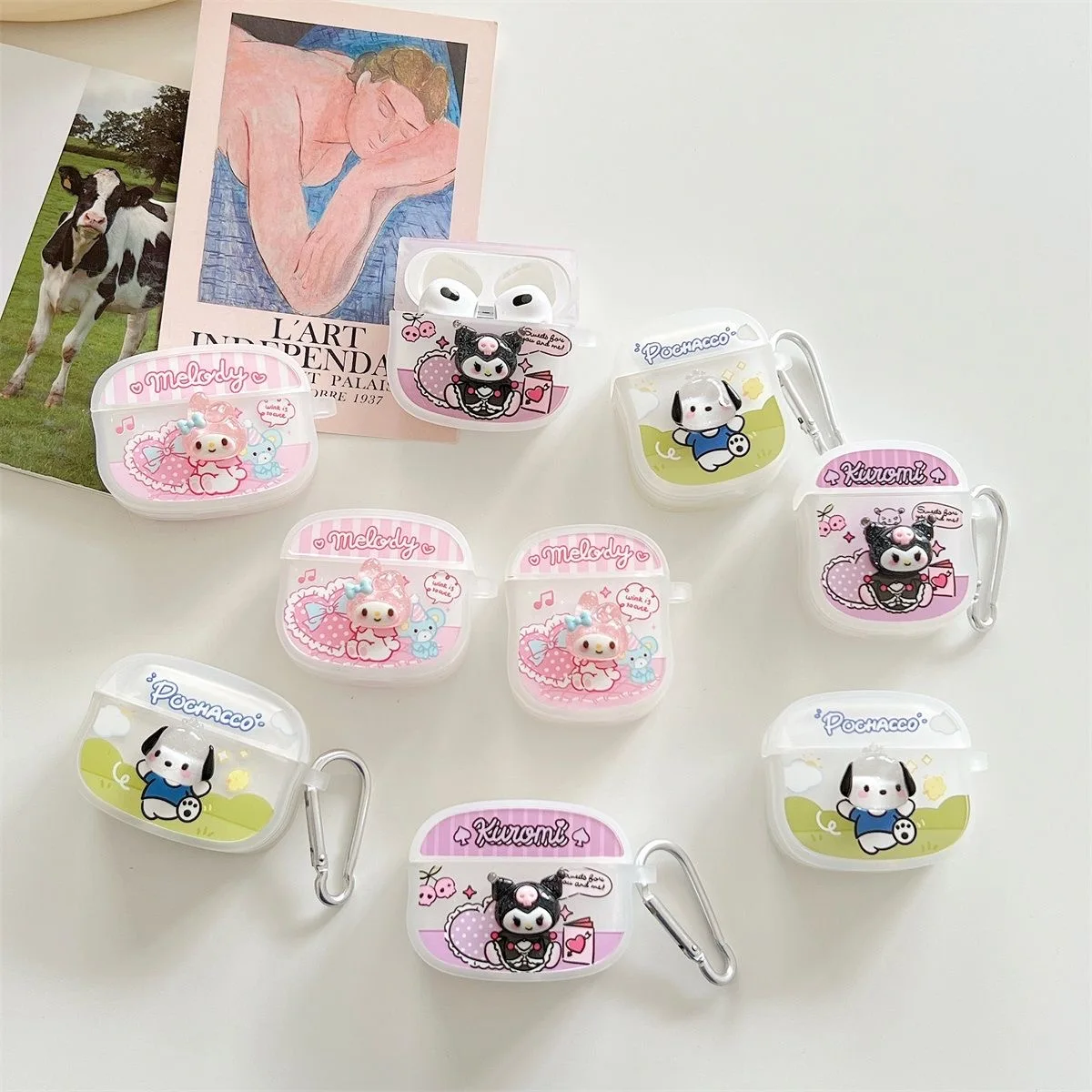 

Sanrio Kuromi My Melody Pochacco 3D Bluetooth-compatible Earphone Set PC Hard Earphone Case for AirPods 1 2 3 Pro Pro2 Cover