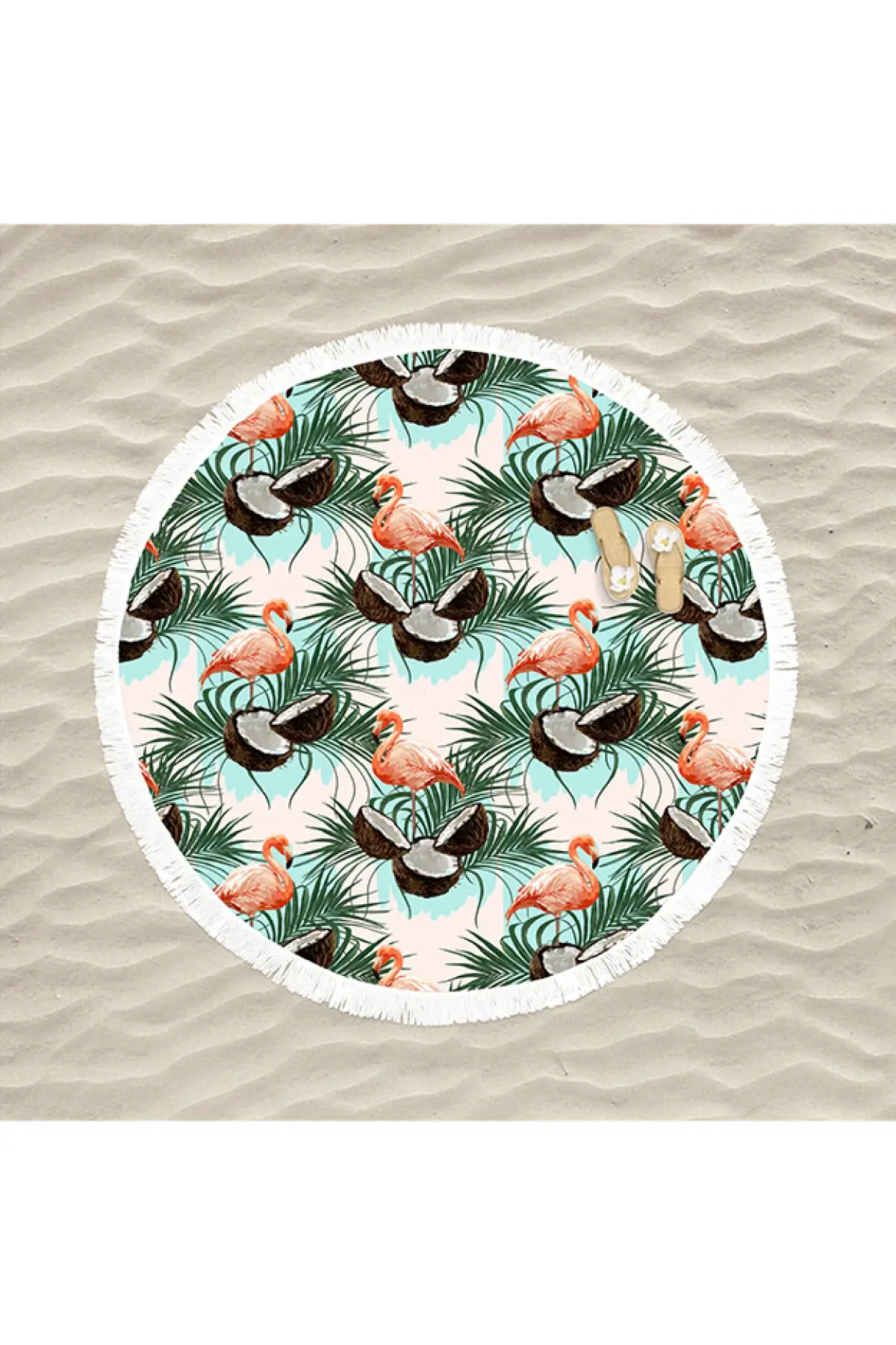 

Пляжное полотенце с рисунком фламинго, дизайнерское круглое пляжное полотенце для купания в бассейне, органическое банное полотенце