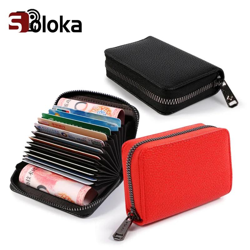 

RFID Anti-Theft Swiping Credit Card Holder 12 Bits Men Women Fashion Zipper Card Clamp Multi-functional Card Case Small Wallet