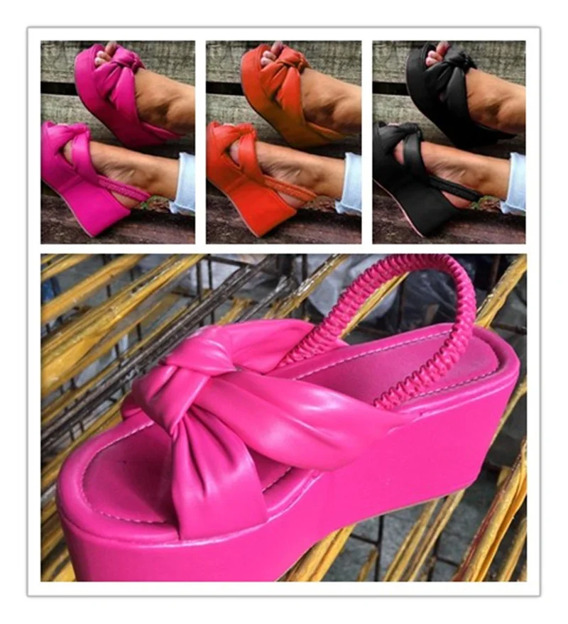 

Summer New Platform cross Butterfly-knot Sandals for Womens raised wedge sandals slipper Fashion Simple Comfortable Woman Sandal