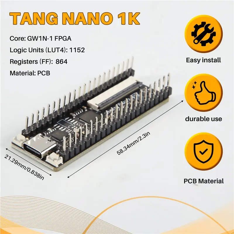 1 шт. Минималистичная плата разработки FPGA Tang Nano с прямым подключением к макетной плате - B12B (art.: 3920dd0202884) - 3920dd0202884