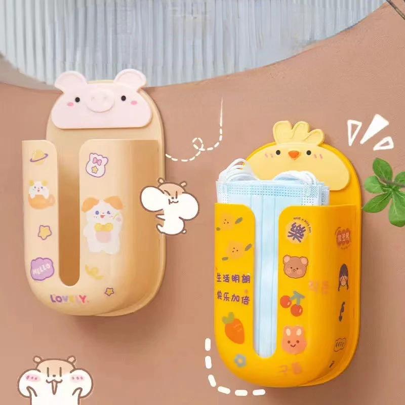 

Cartoon Door Back Wall Mounted Mask Storage Box Home Porch Mouth and Nose Mask Storage Multifunctional Tissue Box