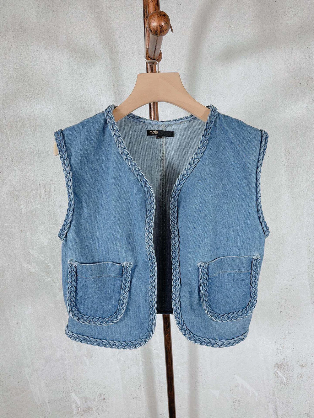

2022 summer new French denim vests short denim sleeveless jacket vest top