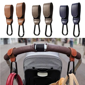 1/2pcs PU Leather Baby Bag Stroller Hook Pram Cart Organizer 360 Degree Rotatable Hook High-quality  in India