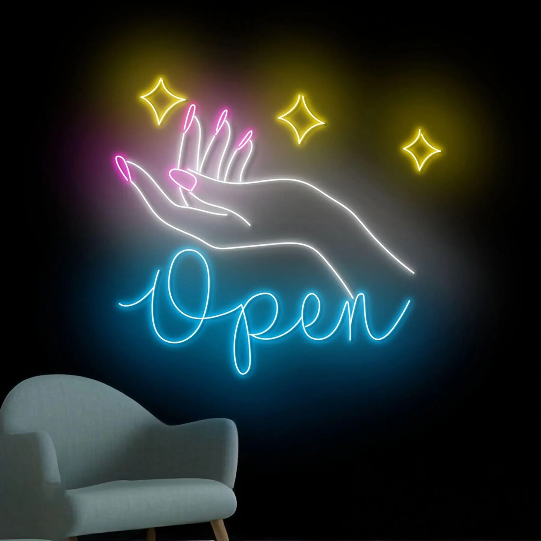 Фото Nails Spa Открытая неоновая вывеска Маникюрный салон Красота Студия Настенный художественный декор Вывеска с регулируемой яркостью Деловой магазин Домашний декор №3