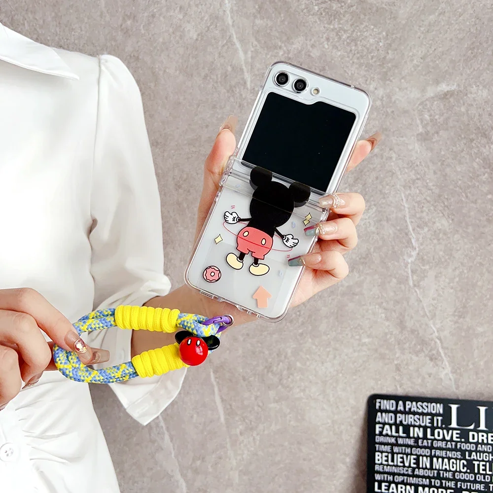 Cute Cartoon Mickey Minnie for With Widgets Magsafe Magnetic Bracket Phone Case Samsung Galaxy S23 S24 Plus Ultra 5G Cover