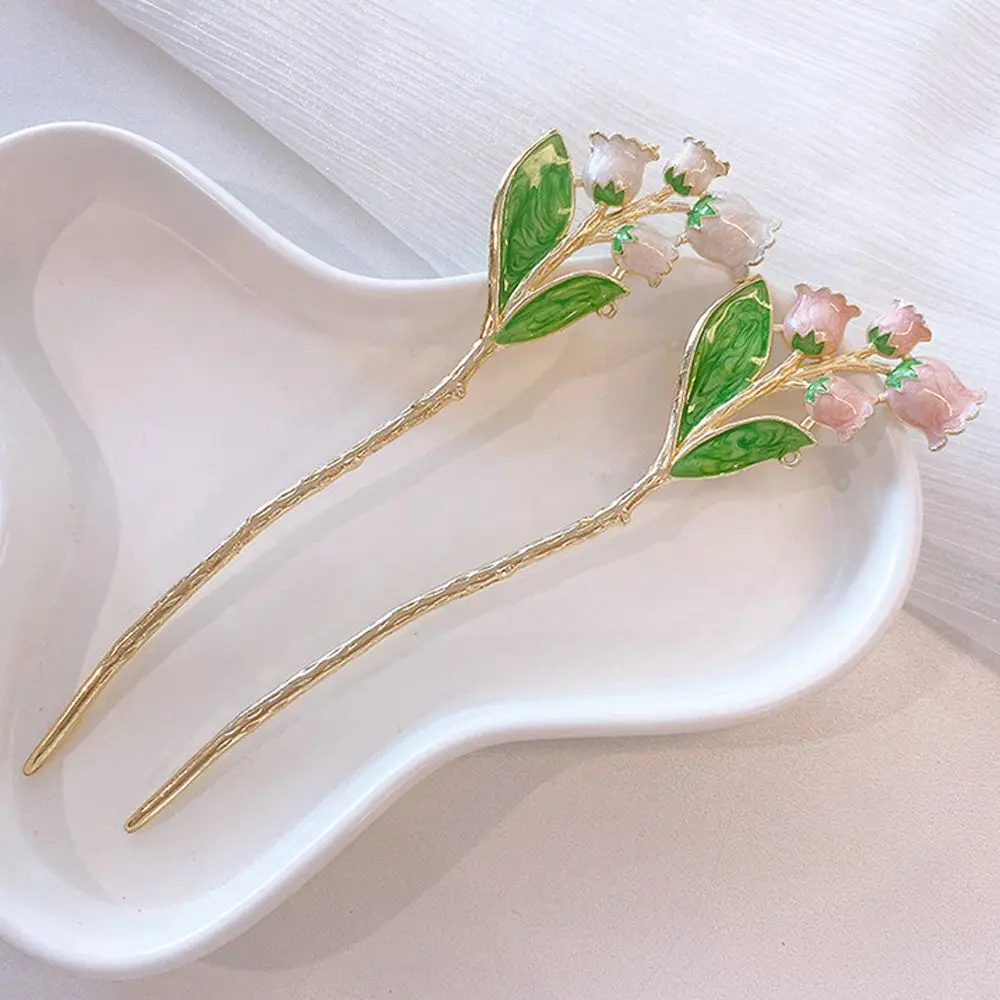 

Элегантные цветочные свадебные тюльпаны колокольчик Орхидея китайская вилка для волос женские заколки для волос в Корейском стиле Hanfu