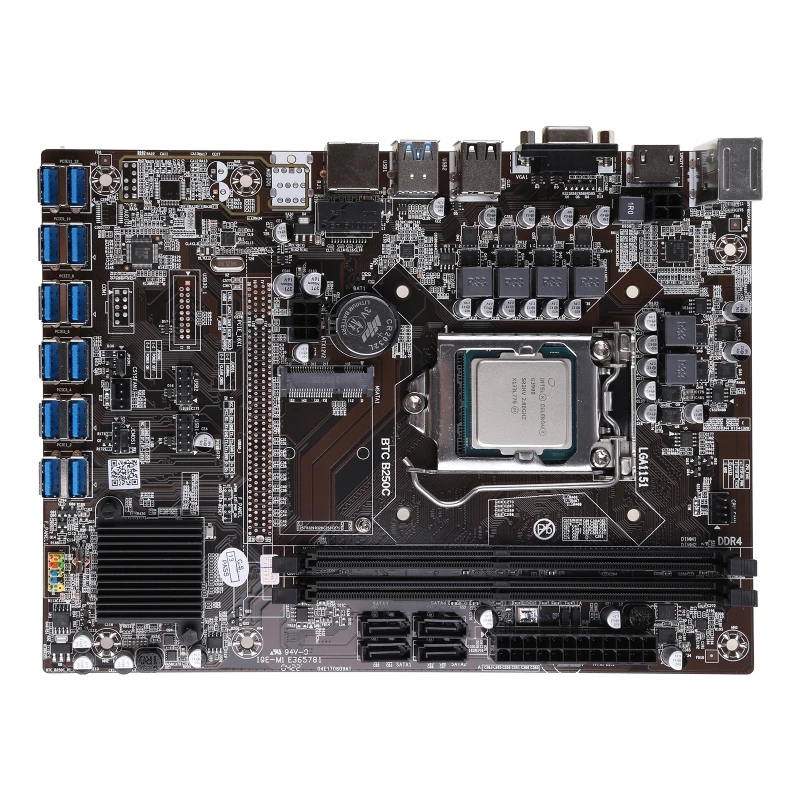 

Материнская плата B250C для майнера BTC, 12 USB 3,0 к PCI-E, графическая карта G3900, поддержка ЦПУ, LGA 1151, Память DDR4 для майнинга