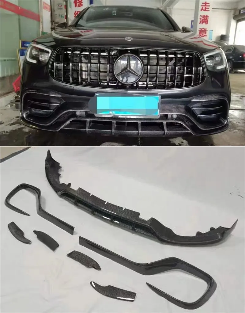 

For Mercedes Benz X253 GLC/GLC63 AMG 2015-2019 High Quality Real Carbon Fiber Front Bumper Lip Spoiler Tuyere