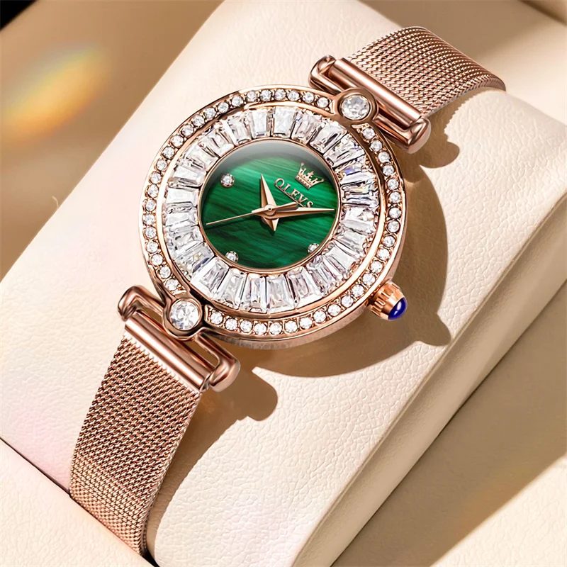 OLEVS Luxury Elegant Ladies Watch High Quality Casual Stainless Steel Diamond Waterproof Quartz Women's Watches Dress Clock