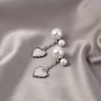 new fashion love pearl chain earrings tassel stud earrings silver jewelry for women girl gift