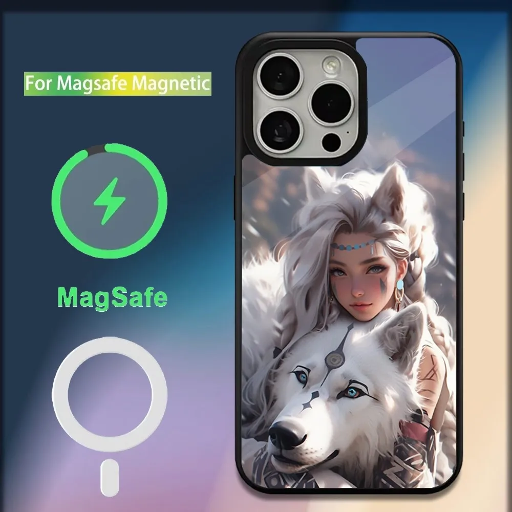 Prince M-MononokeS Hime Phone Case For iPhone 16 15 14 13 12 11 Plus Pro Max Mini Magsafe Magnetic Wireless Charging