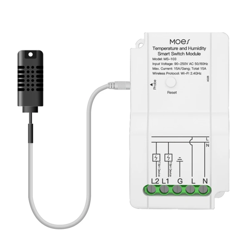 

WiFi Smart Temperature Humidity Switch Module Sensor Dual Relay Output Smart Life App Wireless Controller Work