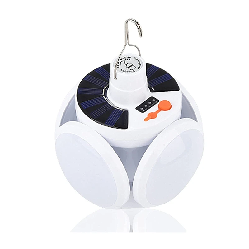 

Solar Camping Lantern,LED Rechargeable Lantern With Hook, Folding Football Light Bulb Portable Tent Lights,US Plug