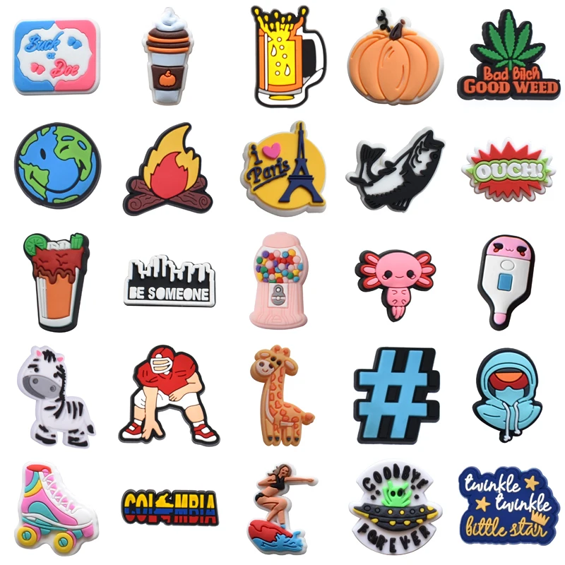 

Women Charm Shoes Accessories Shoe Charms Set Jeans Boy Girl Men Wholesale Bulk Kids Gifts Packs Decorations for Crocs Para Pins