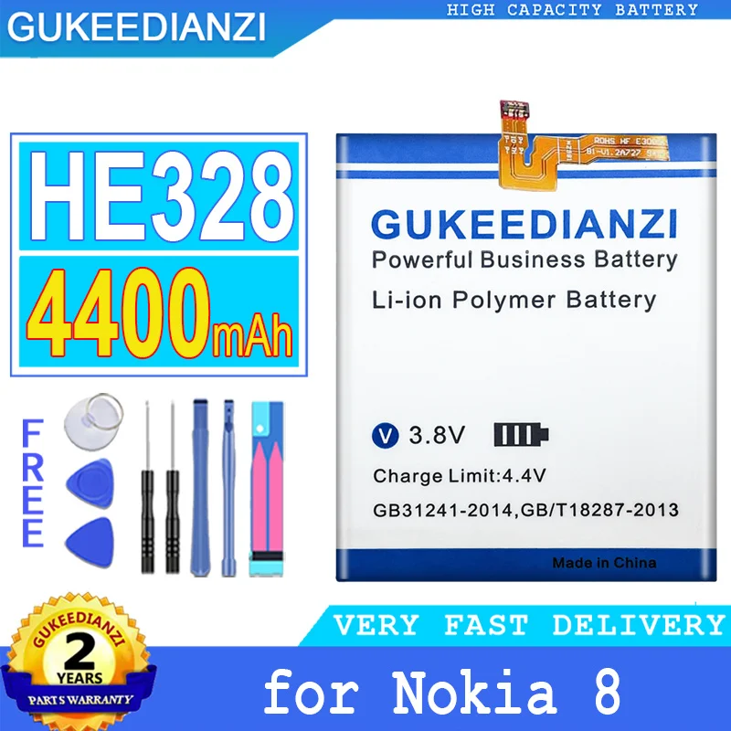

Bateria 4400mAh High Capacity Battery HE328 For Nokia 8 Nokia8 TA-1004 N8 H 328 High Quality Battery