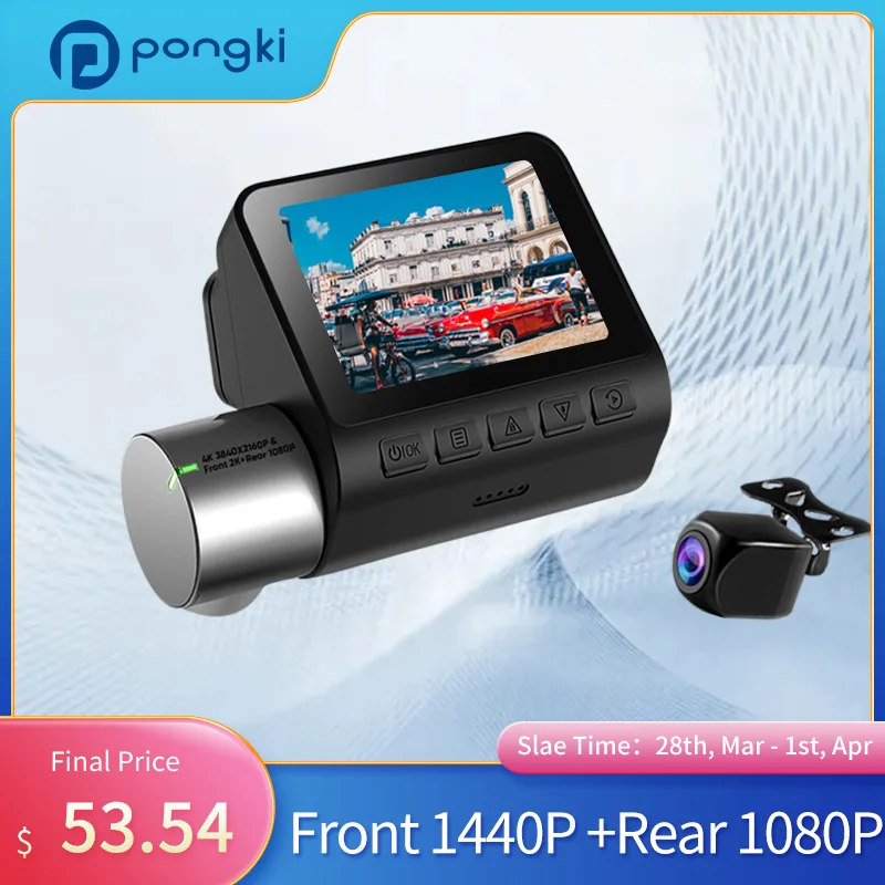 

Видеорегистратор Pongki X1 2K с двумя объективами, 1440P, 1080P, ночное видение