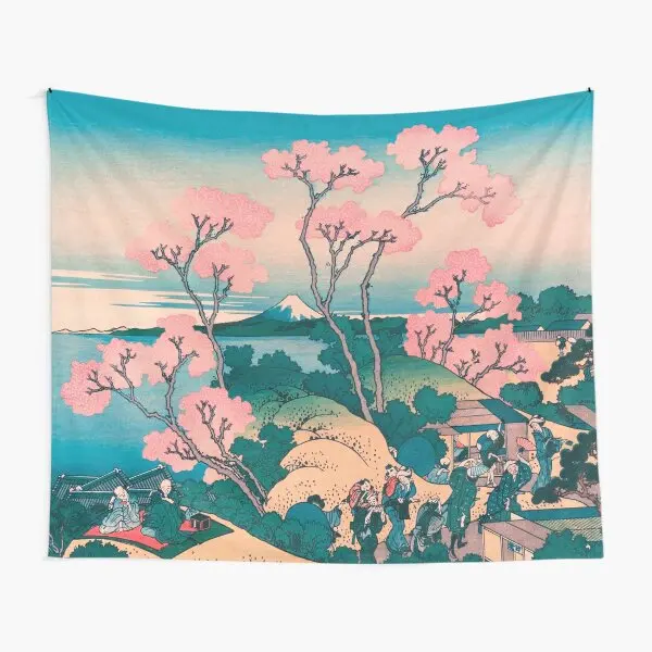 

Spring Picnic Under Cherry Tree Flowers Tapestry Hanging Beautiful Yoga Travel Decor Wall Decoration Bedspread Colored Art Room