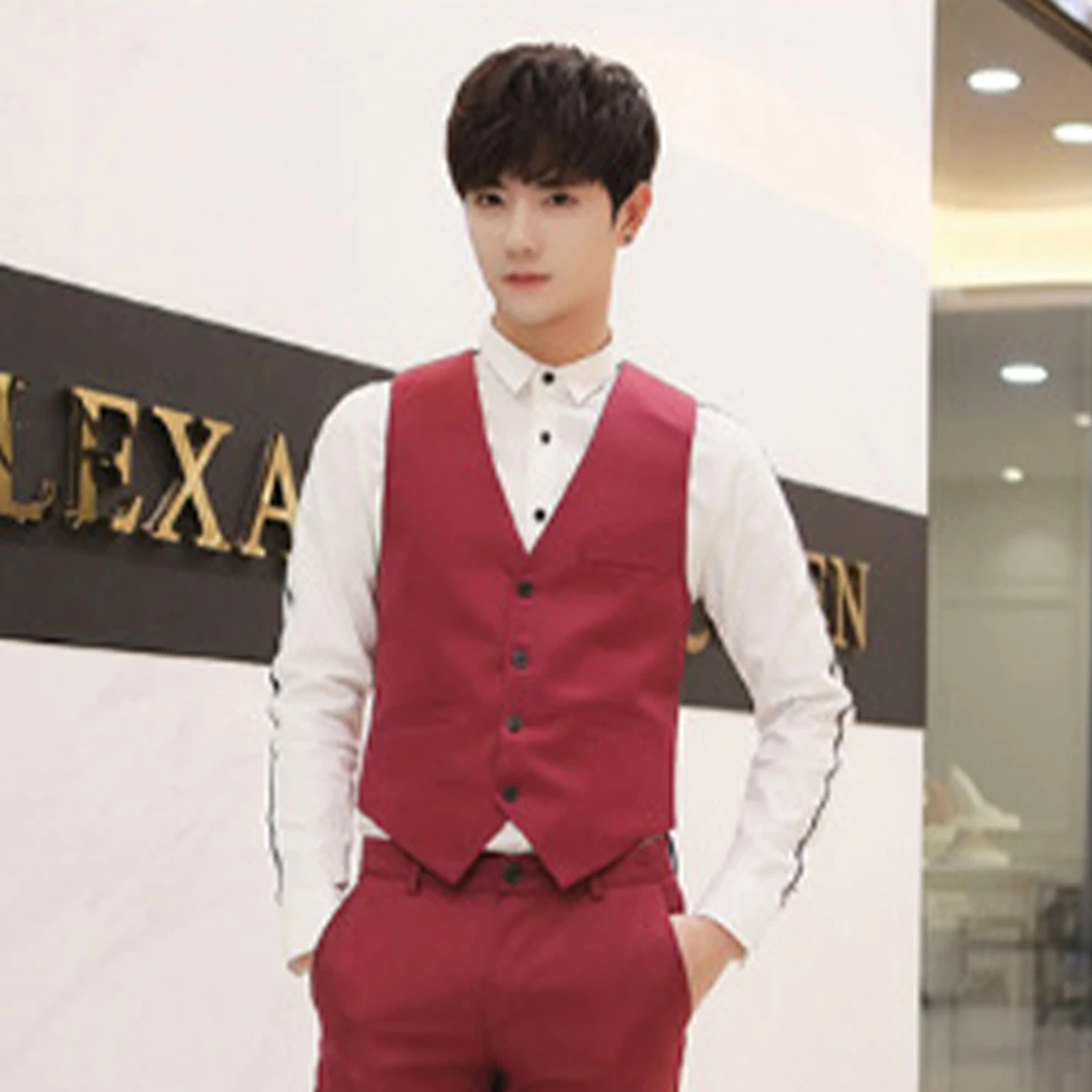 Men's Slim Formal Vest V-Neck Business Work Waistcoat Sleeveless Double-breasted All Seasons Mens Officce Formal Suits Vests