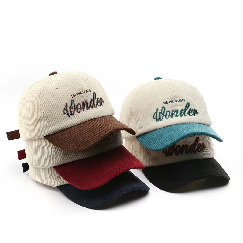 Japanese Retro Men's And Women's Color Matching Letters Corduroy Cap Outdoor Sports Unisex Fashion Baseball Cap