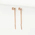 Золотые серьги протяжки с фианитами 000-331057 НАШЕ ЗОЛОТО Our gold