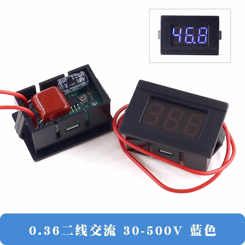 

0,36-дюймовый цифровой дисплей, головка вольтметра переменного тока, AC30-500V, двухпроводной, 220 В, с точной настройкой, цифровой дисплей, измеритель