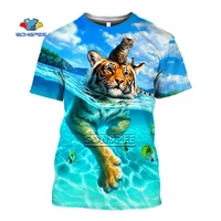 sonspee 2022 summer new 3d printed animal cat tiger t shirt cool funny tops tees fashion round neck short sleeve mens clothes