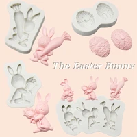 3d rabbit easter bunny fondant silicone mold decoration tool chocolate cake gumpaste mold soft ceramics kitchen cooking tools