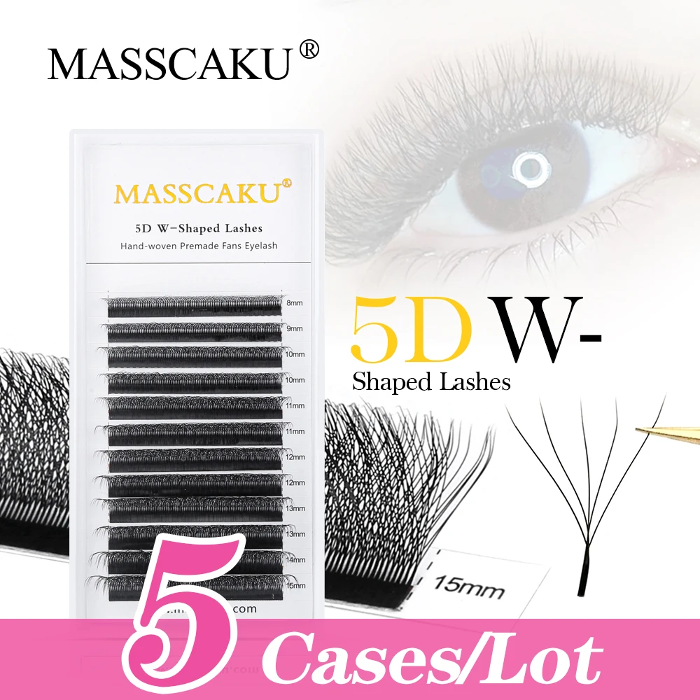 

MASSCAKU 5Cases/lot Individual 4D Lashes Extension Russia Volume 3D 5D 6D W Fluffy Premade Fan Clover Faux Mink Eyelashes Cilios