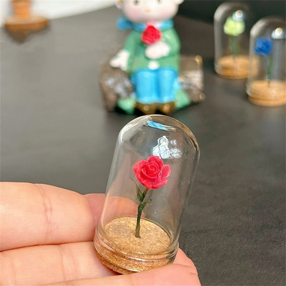 

1:12 Dollhouse Mini Glass Bottle Plant Rose Flower Home Decor Miniature Ornament