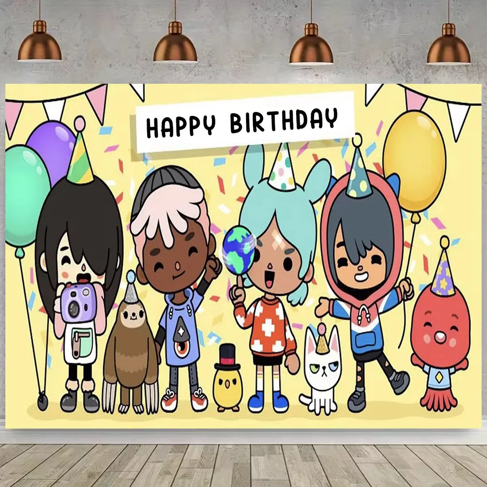 Виниловый фон для фотосъемки детей с изображением мультфильма Toca Life World