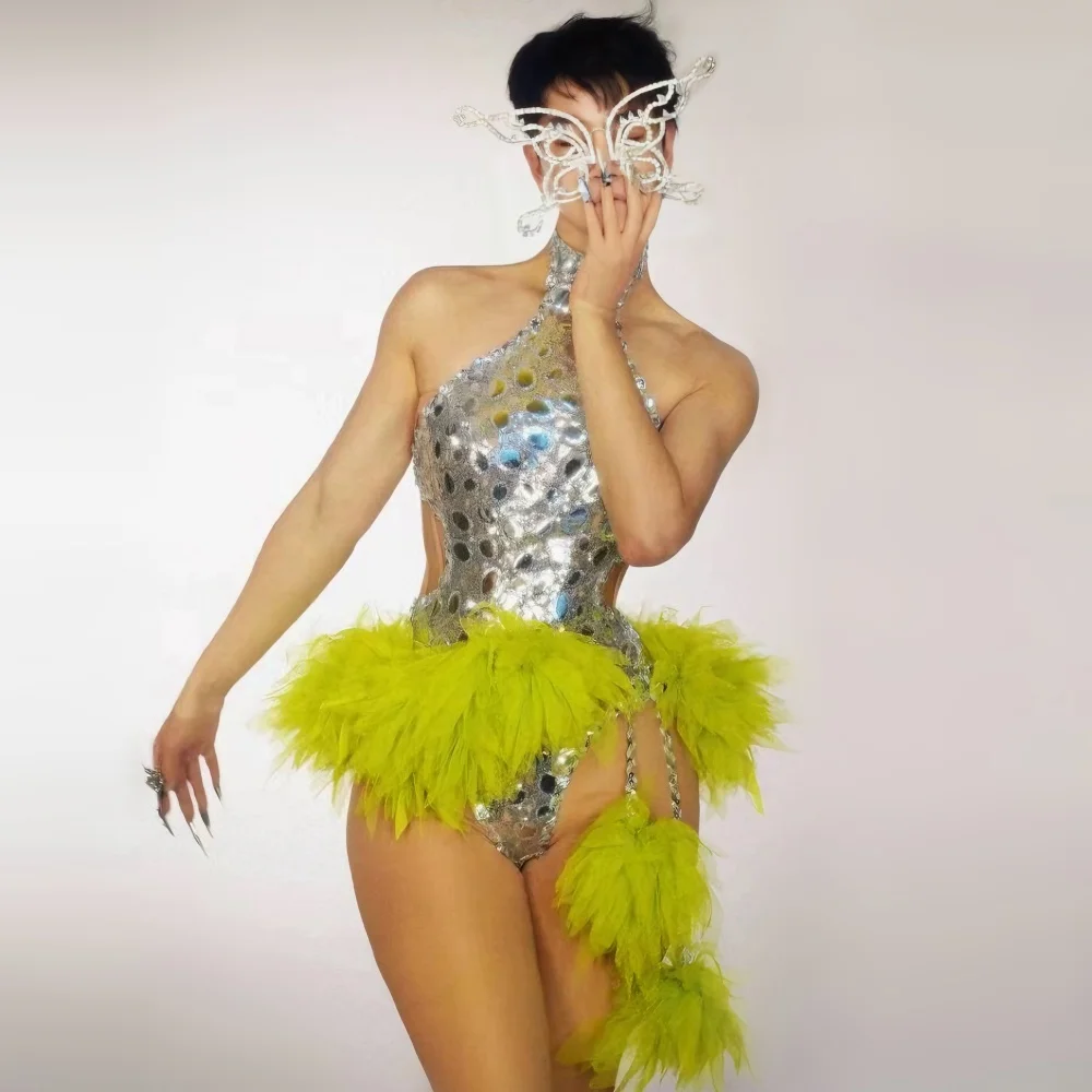 Блестящий серебряный сексуальный женский костюм для вечерней вечеринки