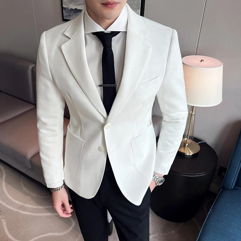 Mens Blazers Luxury Desiger Tuxedo Single Piece White Blazer Jacket  for Men Style Slim Fit Prom Dress Blaser Man Clothing 2022