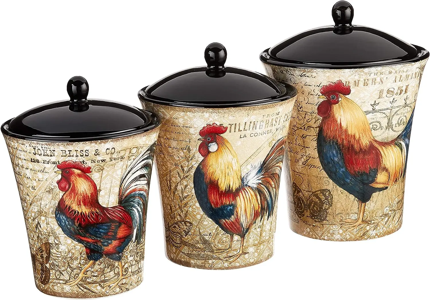 

Gilded Rooster Canister Set (3 Piece), One Size, Multicolor