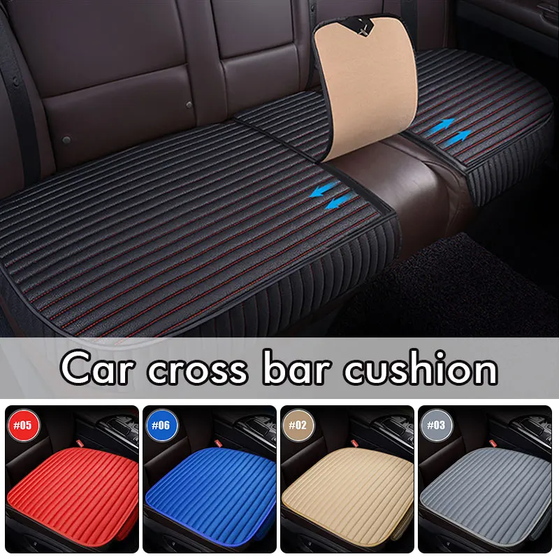 

Car Seat Cover Front Rear Linen Stripe Non Slide Cushion Summer Cool Universa Seat Protector Mat Pad Luxury Auto Accessories