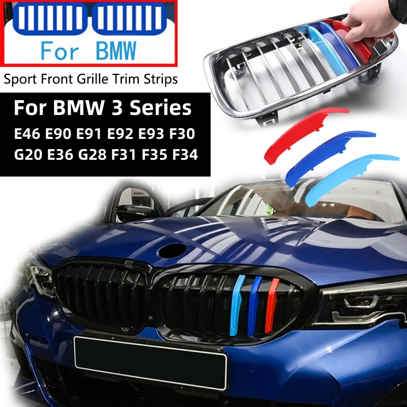 For BMW 3 Series E46 E90 E91 E92 E93 F30 G20 E36 G28 F31 F35 F34 1996-2020 M Performance Car Front Grille Trim Strips Cover