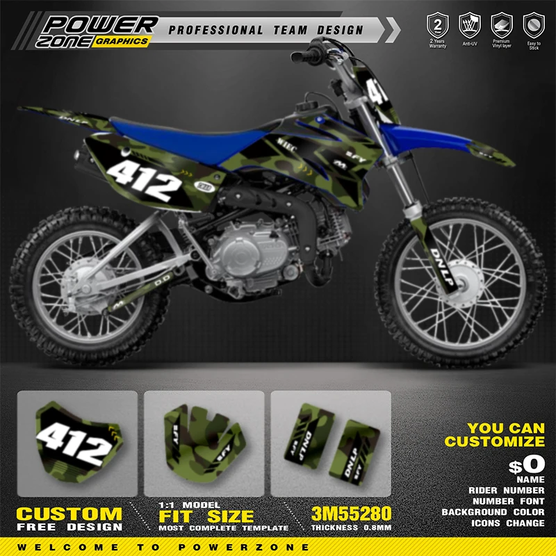 PowerZone пользовательские графические наклейки для 3M комплект наклеек YAMAHA TTR110 2008-2014