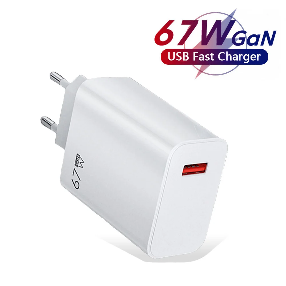 67W USB Charger Fast Charging QC 5.0 Universal Power Adapter For iPhone Xiaomi Huawei Samsung Realme GAN Mobile Phone Chargers