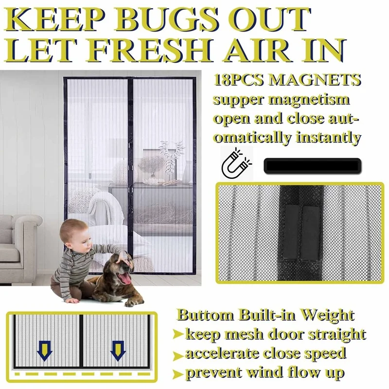 Description Picture 3 of itemAnti Mosquito Insect Door window Mosquito Bug Curtains Magnetic Net Automatic Closing Door Screen Kitchen Curtain 2024 wholesale