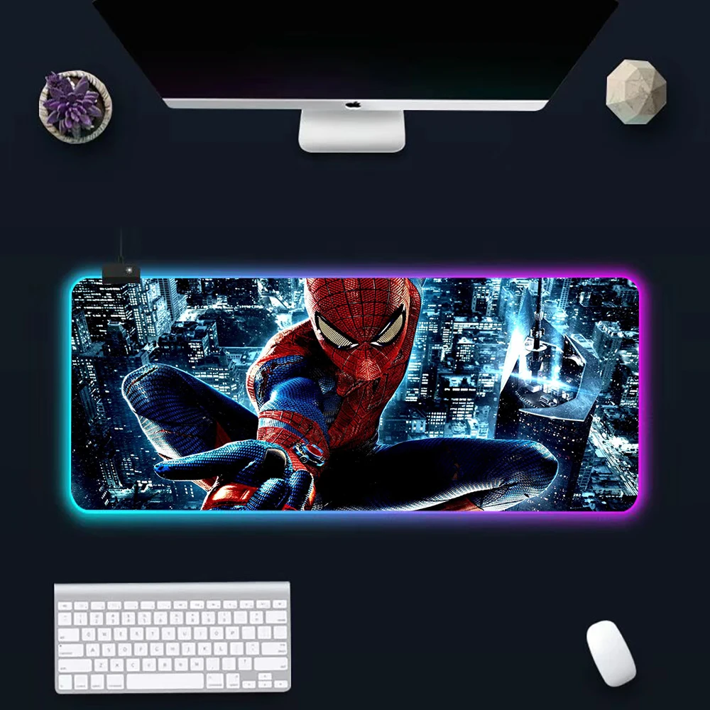 Игровой RGB коврик для мыши и клавиатуры Marvel Человек-паук со светодиодной