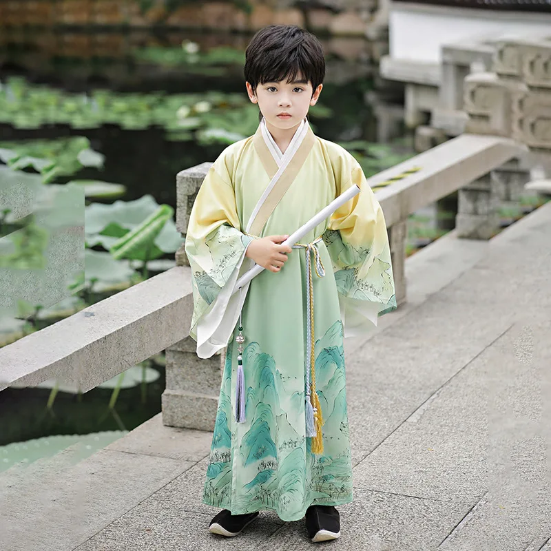 

Boys' Antique Hanfu Autumn Children's Costume Chinese Style Tang Costume Chinese Learning Costume Performance Costume Set
