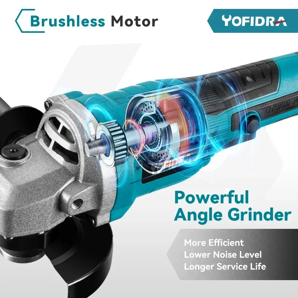 Yofidra 2500 Вт 100 мм бесщеточная угловая шлифовальная машина 30000 об/мин режущие
