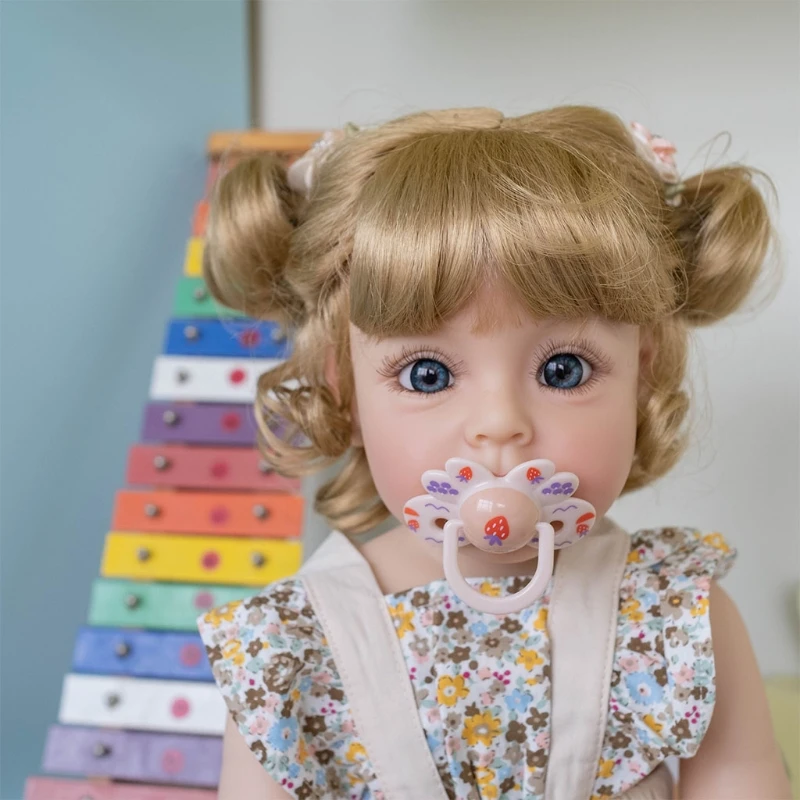 

40JC Newborn Baby Bed Sleeping Toy Reborn Girl Accessories Baby Room Decoration Eco-friendly Blue Eyes/Brown Eyes Doll