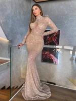 mermaid pleated gauze hollow out diamond dresses woman o neck long sleeve bodycon sexy elegant dresses evening prom party 2022