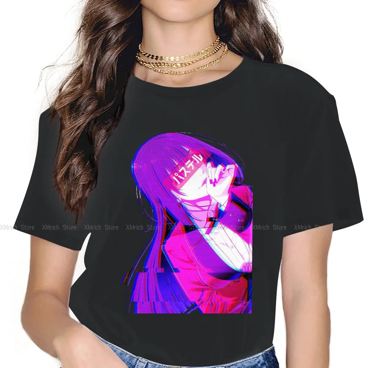 

Потрясающие неоновые футболки Барни, женские футболки из 100% хлопка с круглым вырезом, футболки Kakegurui с коротким рукавом манга, одежда с прин...