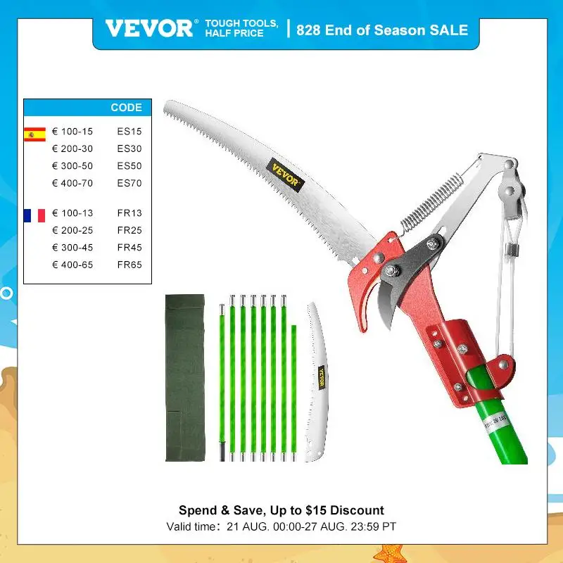 VEVOR Telescopic Pole Saw Reciprocating Hand Tools Pruner Aluminum Alloy High Branch Trimmer Fruit Tree Home Garden Pruning Tool